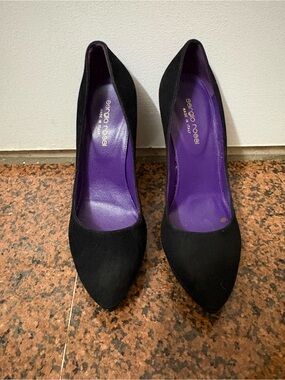Sergio Rossi Black Suede Pointed Pumps with Purple Insole 36/6